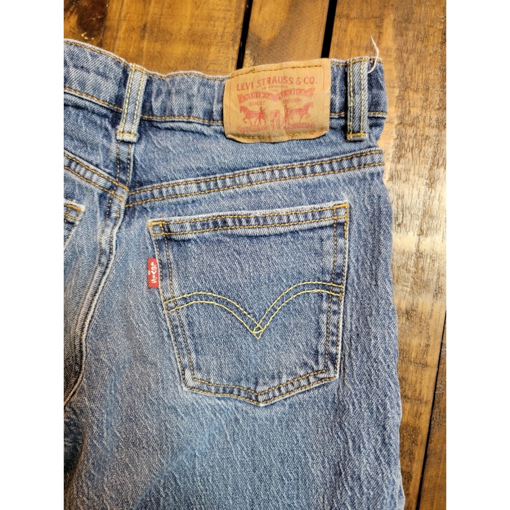 Levi's High Rise Baggy Jeans Kids 8 Regular Blue Excellent Wide Leg Denim - Picture 4 of 9
